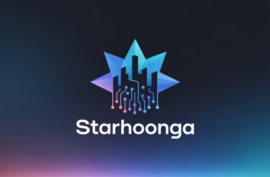 Starhoonga logo with futuristic AI and smart city concept