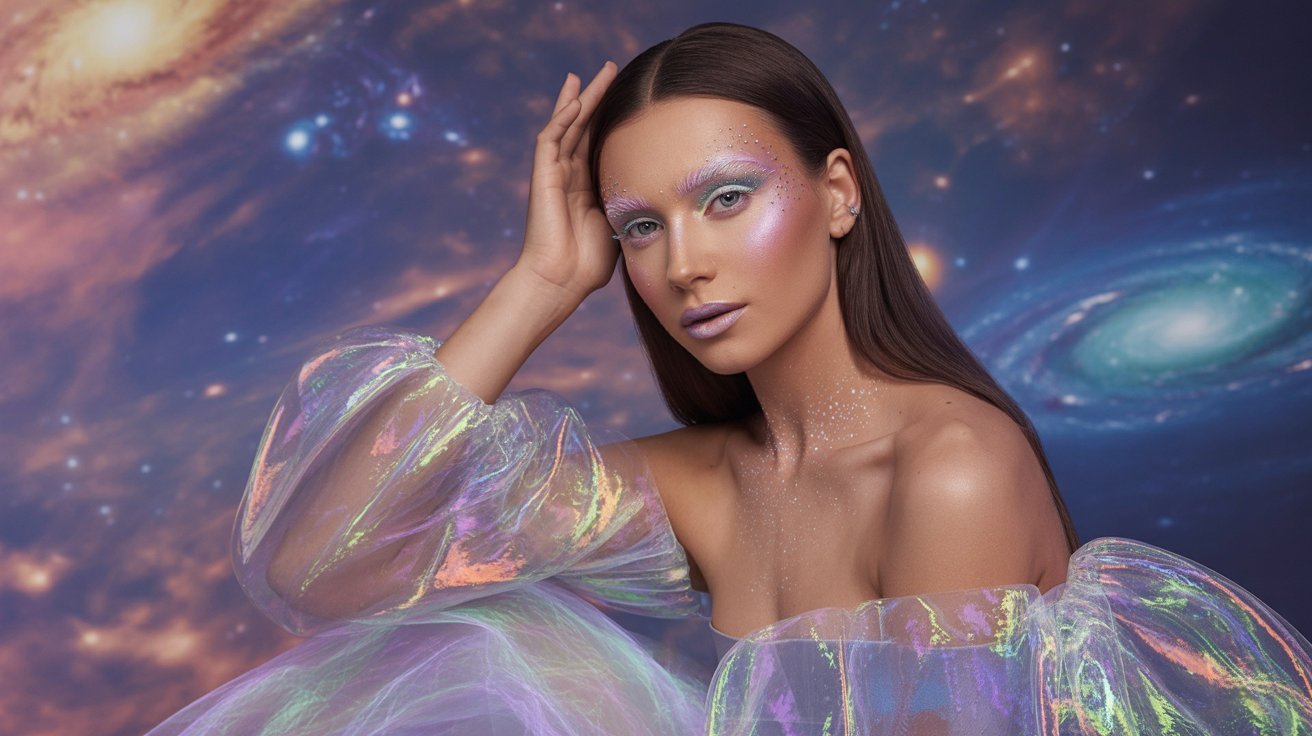 galatic glam futuristic fashion and makeup