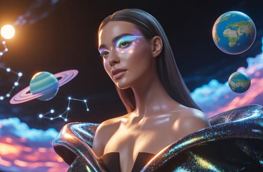 galatic glam futuristic fashion and makeup