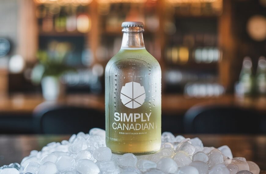 simplycanadian drink in a glass bottle on ice