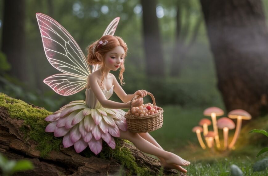 Cream Berry Fairy in a magical woodland setting