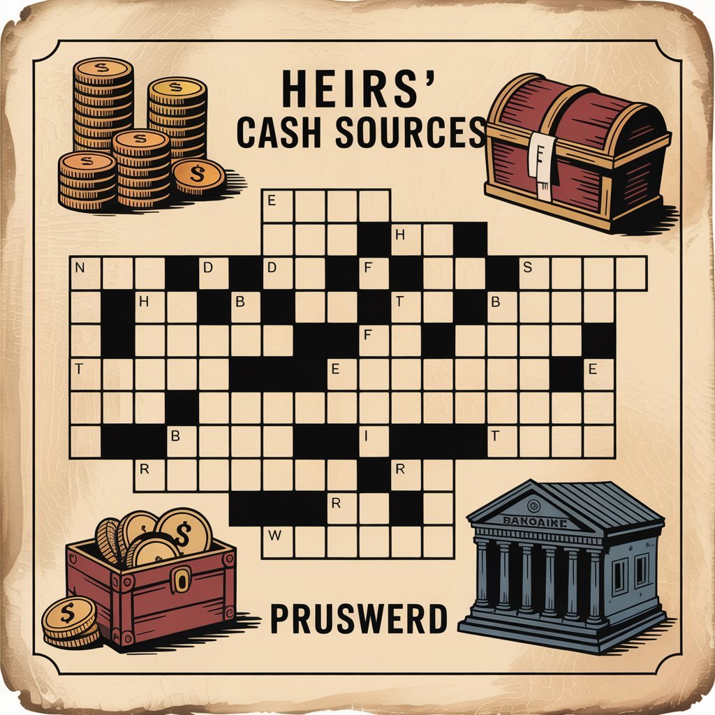 Illustrated depiction of some heirs cash sources crossword