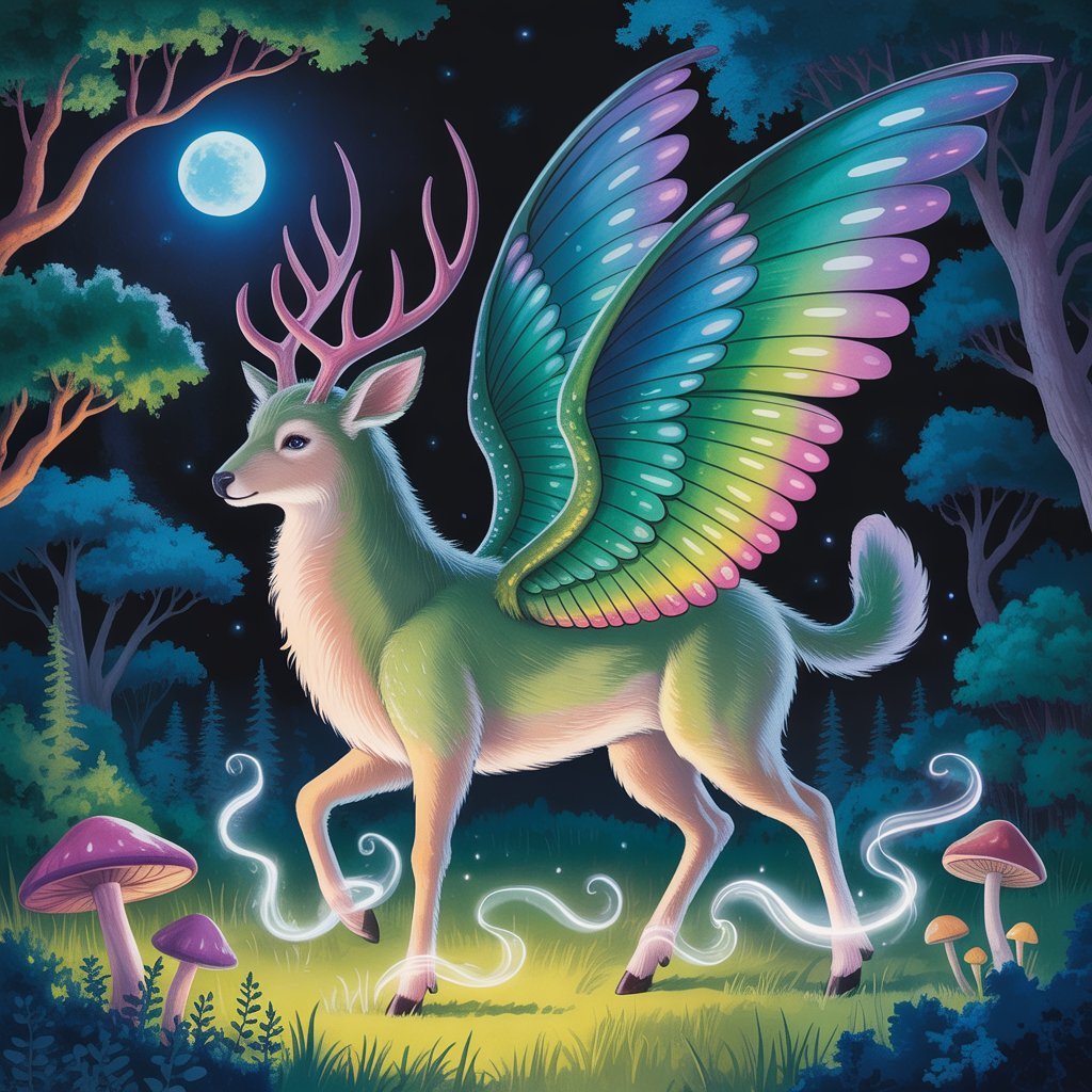 Illustration of the rare mythical forest creature pernithia galnith